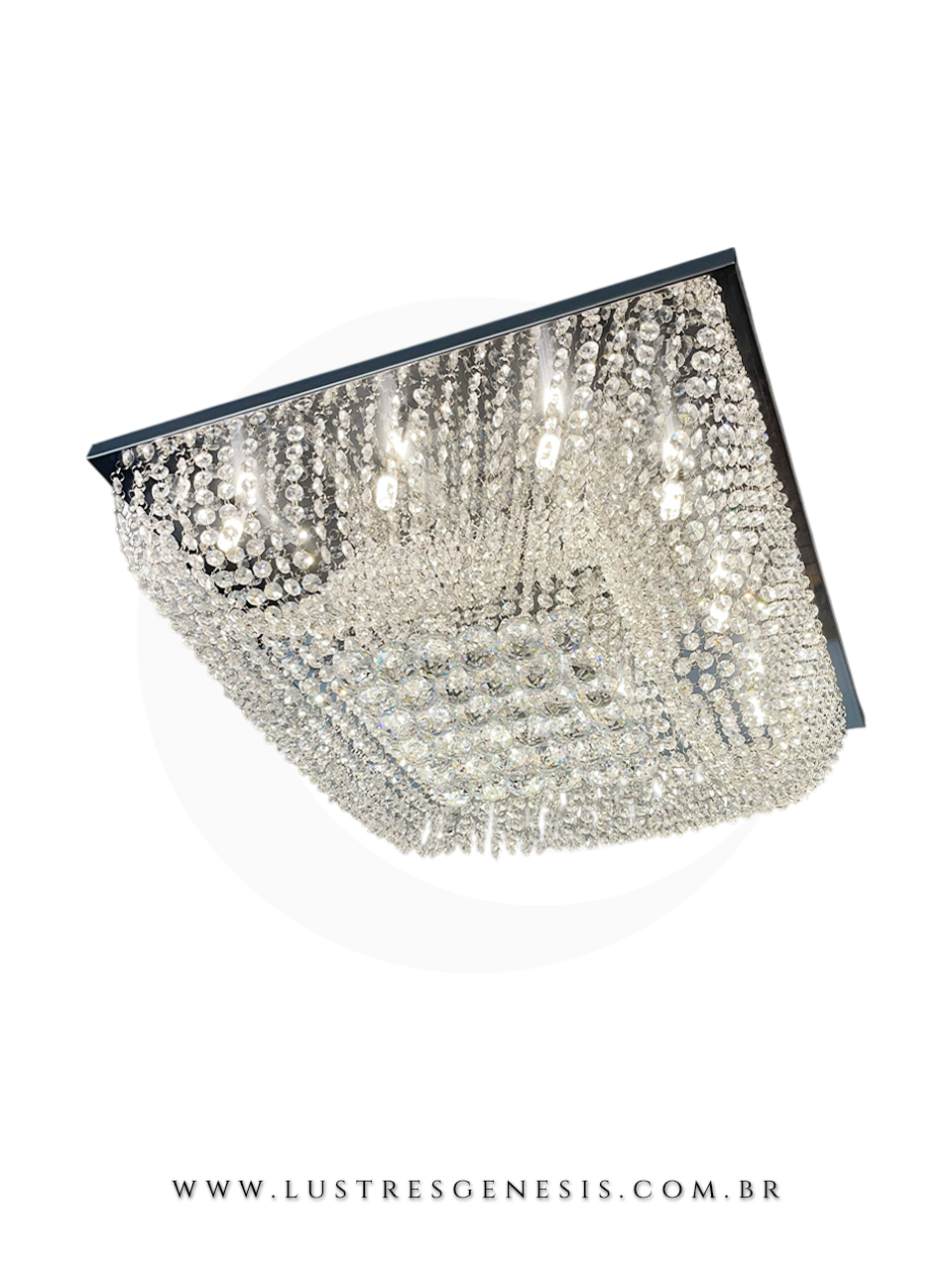 Lustre de Cristal Zecor Quadrado 60x60 em ambiente interno. Lustres Gênesis loja online de Lustres e Iluminação Decorativa